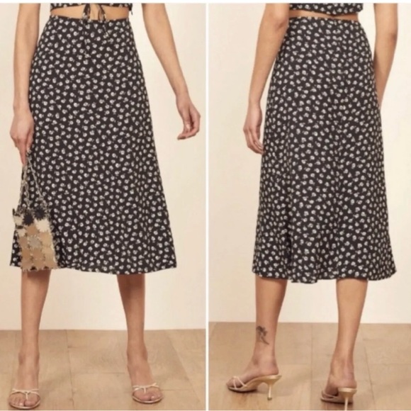 Reformation Ali Black Brandy Two Piece Skirt Crop Set Size 2 - Picture 2 of 7